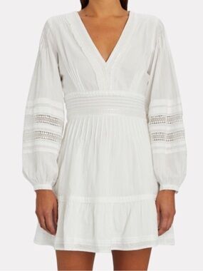 Intermix Bettina Cotton Balloon Sleeve Mini Dress White Sz 6